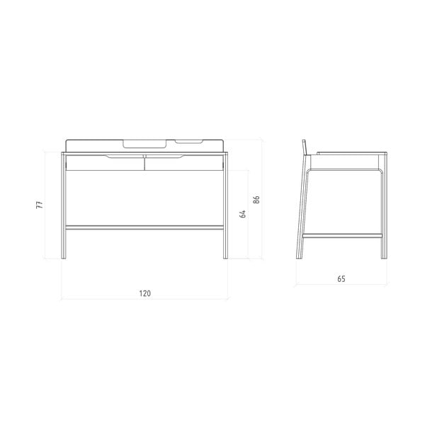 Pracovní stůl z dubového dřeva 65x120 cm Twig – The Beds-image-4