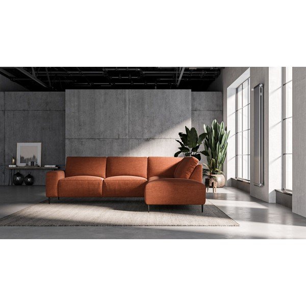 Tmavě oranžová rohová pohovka Ghado Tendo, pravý roh-image-1