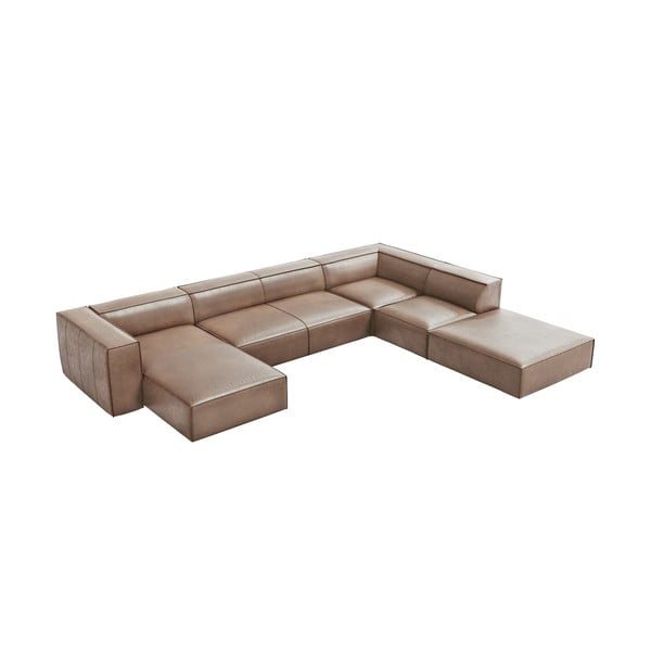 Světle hnědá kožená rohová pohovka (pravý roh) Madame – Windsor & Co Sofas-image-2