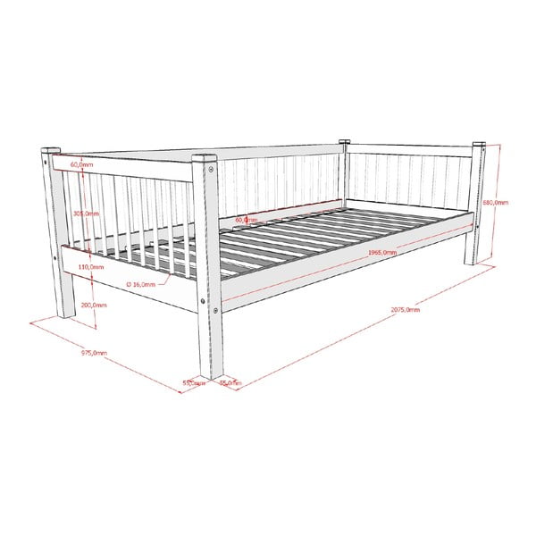Bílá dětská postel z bukového dřeva 90x200 cm Forrest – Vipack-image-2