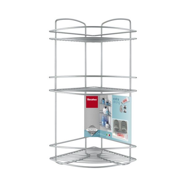 Koupelnová třípatrová rohová polička Metaltex Onda Corner-image-1