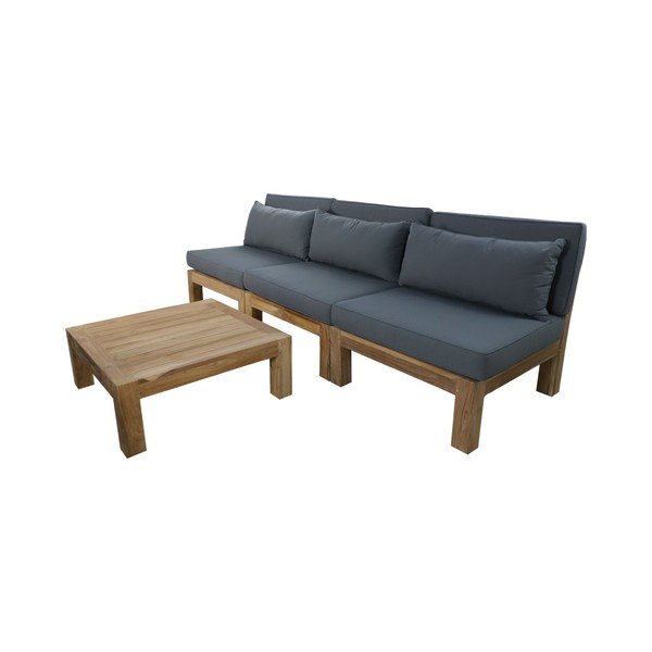 Šedý zahradní lounge set z teakového dřeva pro 3 osoby Aruba - HSM collection-image-1