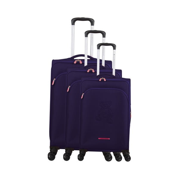 Sada 3 fialových zavazadel na 4 kolečkách Lulucastagnette Emilia