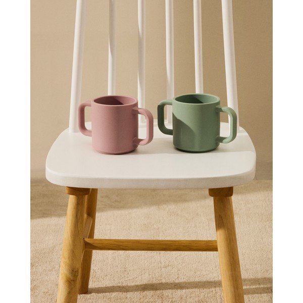 Světle růžové/tyrkysové silikonové dětské hrnky v sadě 2 ks Lili – Kave Home-image-1