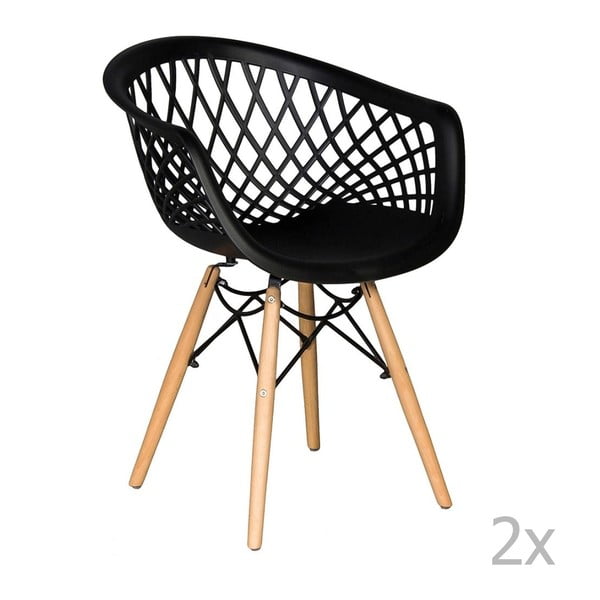 Sada 2 černých jídelních židlí Evergreen House René