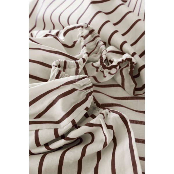 Krémové/tmavě hnědé napínací prostěradlo z bio bavlny 90x200 cm Sima – Jotex