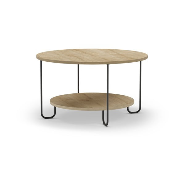 Kulatý konferenční stolek s deskou v dubovém dekoru v přírodní barvě ø 80 cm Tonka – Marckeric