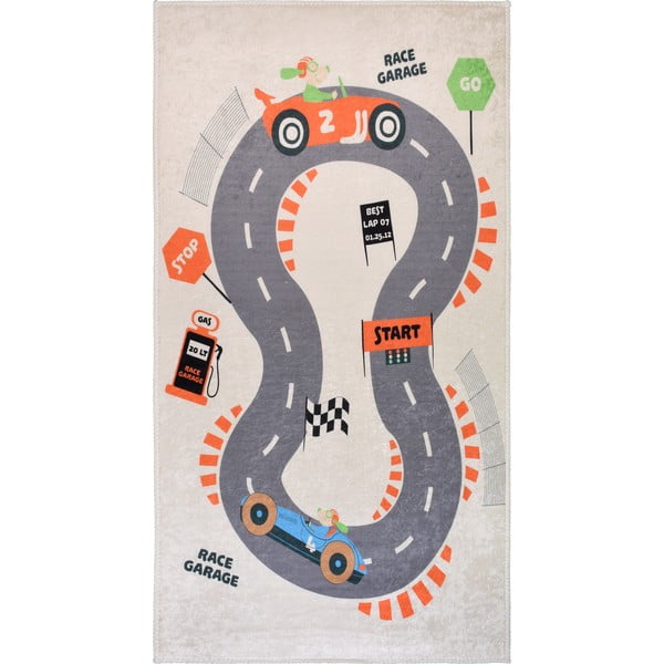 Krémový pratelný dětský hrací koberec 100x160 cm Race Garage – Vitaus