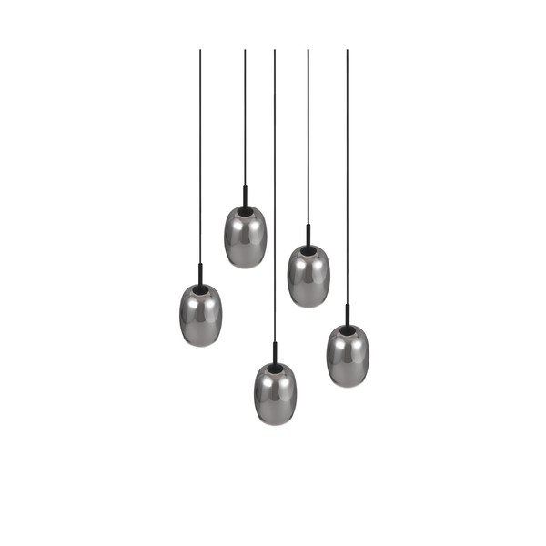 Závěsné svítidlo se skleněným stínidlem ø 48 cm v černo-stříbrné barvě Barret – Trio Select-image-1