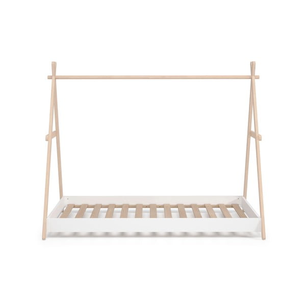 Bílá/přírodní domečková dětská postel z borovicového dřeva 90x200 cm Trufa – Marckeric-image-2