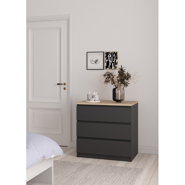 Tmavě šedá komoda 77x76x50 cm Naia – Tvilum-image-1
