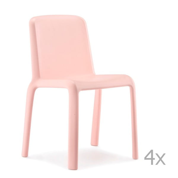 Sada 4 růžových dětských židlí Pedrali Snow Junior