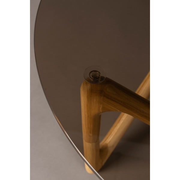 Kulatý konferenční stolek se skleněnou deskou v přírodní barvě ø 80 cm Naia – Dutchbone-image-2
