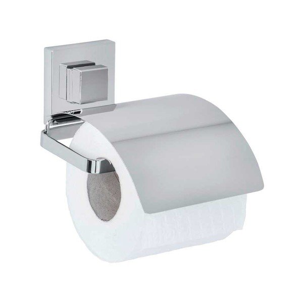 Samodržící plastová sada doplňků do koupelny v leskle stříbrné barvě Quadro – Wenko-image-4