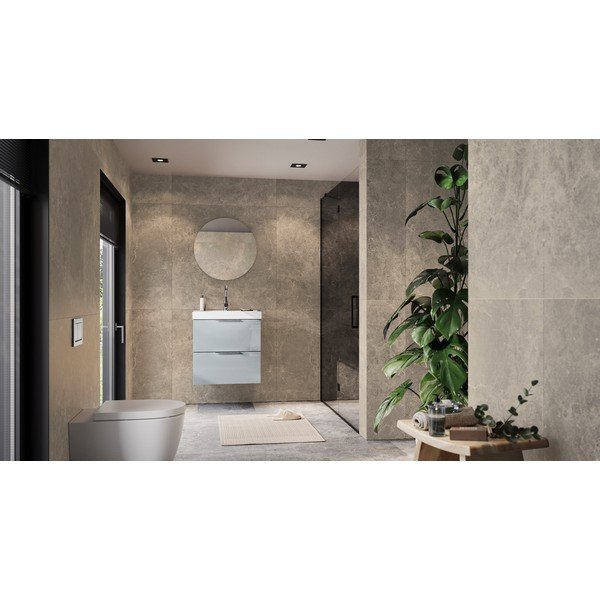 Šedá lesklá závěsná skříňka pod umyvadlo 61x65 cm Celano – Germania-image-1
