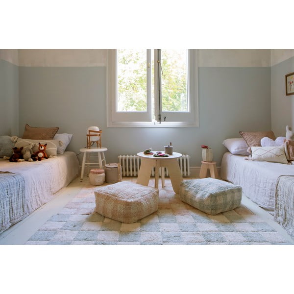 Světle modro-krémový pratelný ručně tkaný bavlněný koberec 120x160 cm Kitchen Tiles Blue Sage – Lorena Canals-image-3