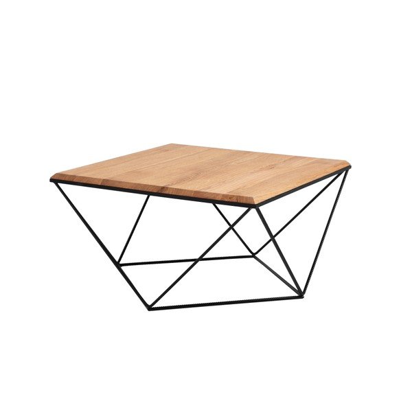 Konferenční stolek s černým podnožím a deskou z masivního dubu Custom Form Daryl, 80 x 80 cm