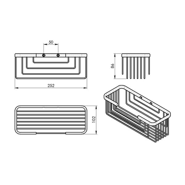 Nástěnná koupelnová polička z nerezové oceli ve stříbrné barvě Gedy Smart – Sapho-image-1