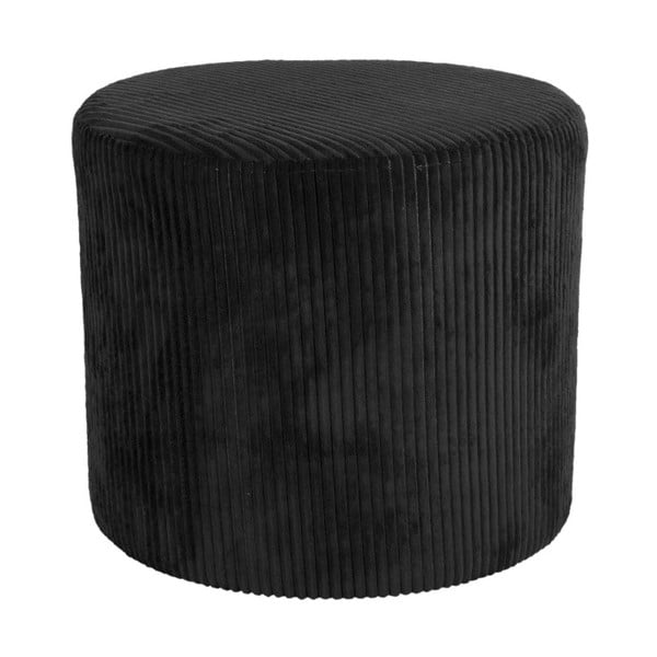 Černý manšestrový puf Leitmotiv Glam, ⌀ 47 cm
