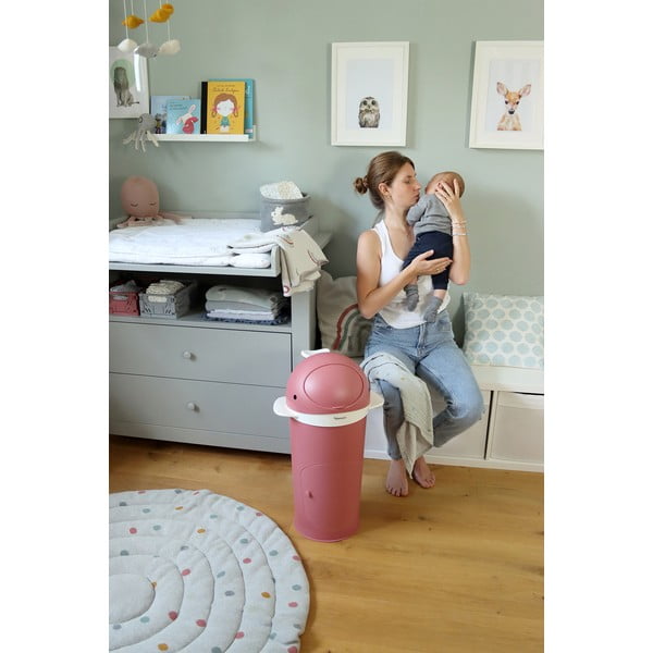 Tmavě růžový plastový odpadkový koš na pleny 25 l Whale – Kindsgut-image-3