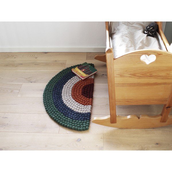 Dětský kuličkový vlněný koberec Wooldot Ball Rugs Rainbow Green-image-3
