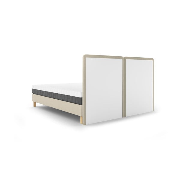 Béžová čalouněná dvoulůžková postel s roštem 140x200 cm Lotus – Mazzini Beds-image-4