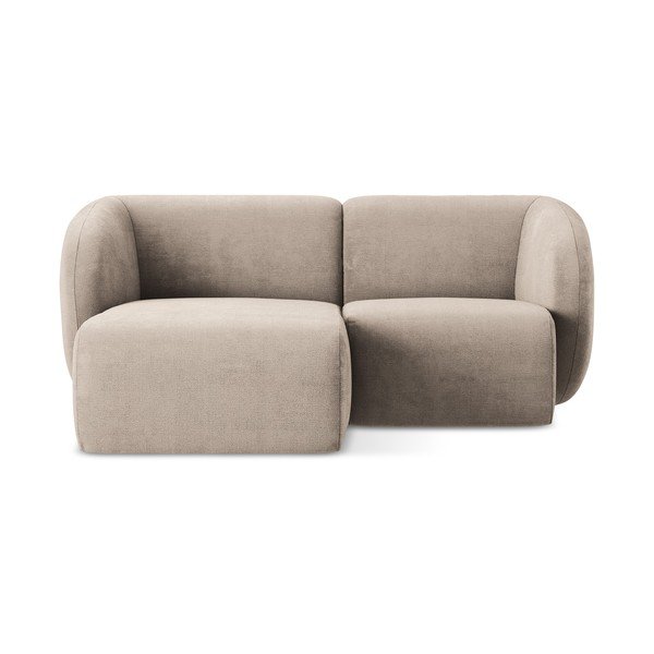 Světle hnědá žinylková rohová pohovka (levý roh/s lenoškou) Lani – Makamii