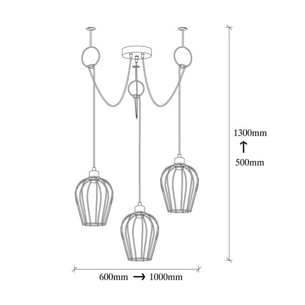 Černé závěsné svítidlo pro 3 žárovky Opviq lights Tel Chain-image-3