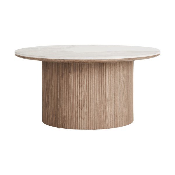 Béžový/v přírodní barvě kulatý konferenční stolek s deskou v dekoru mramoru ø 80 cm Athens – House Nordic-image-4