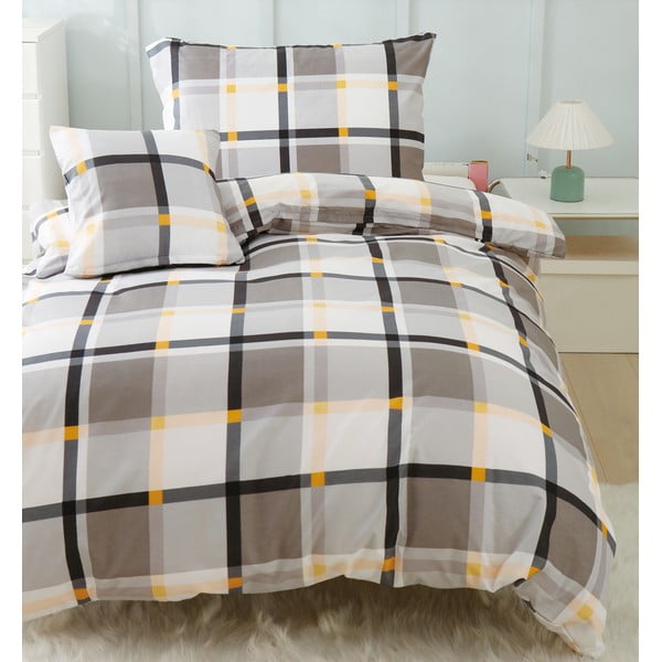 Hnědo-krémové 3dílné povlečení na jednolůžko z mikrosaténu 140x200 cm Henry – My House-image-2