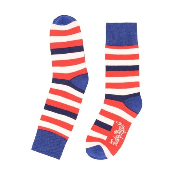 Červeno–modré ponožky Funky Steps Stripes, velikost 35 - 39