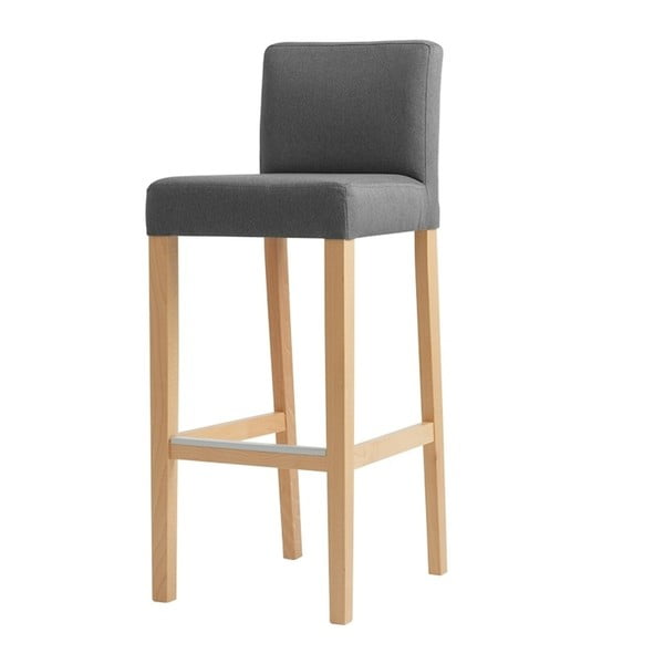 Tmavě šedá barová židle s přírodními nohami CustomForm Wilton