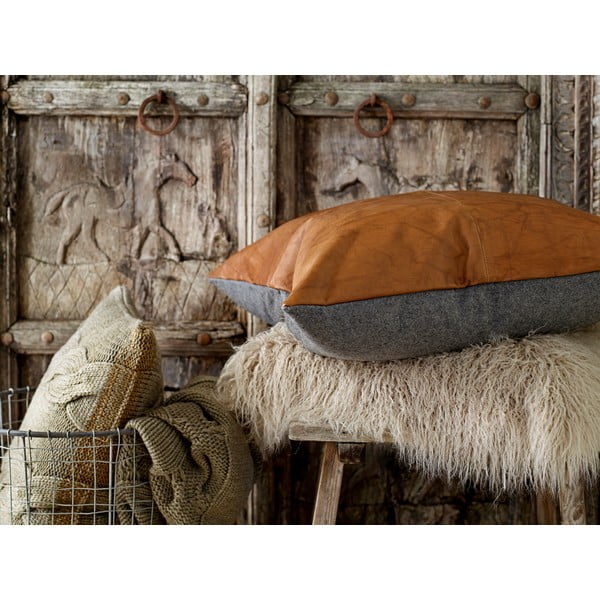 Kožený oboustranný polštář Södahl Lodge, 60 x 60 cm-image-1