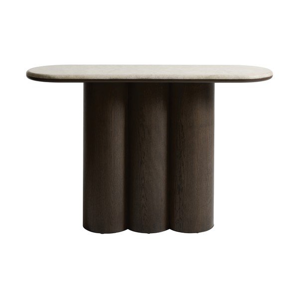 Konzolový stolek s mramorovou deskou  v tmavě přírodní barvě 38x120 cm Piazze – Unique Furniture-image-1