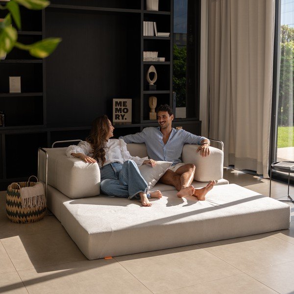 Béžová rozkládací pohovka z textilie bouclé 180 cm Bloom – TemaHome-image-4