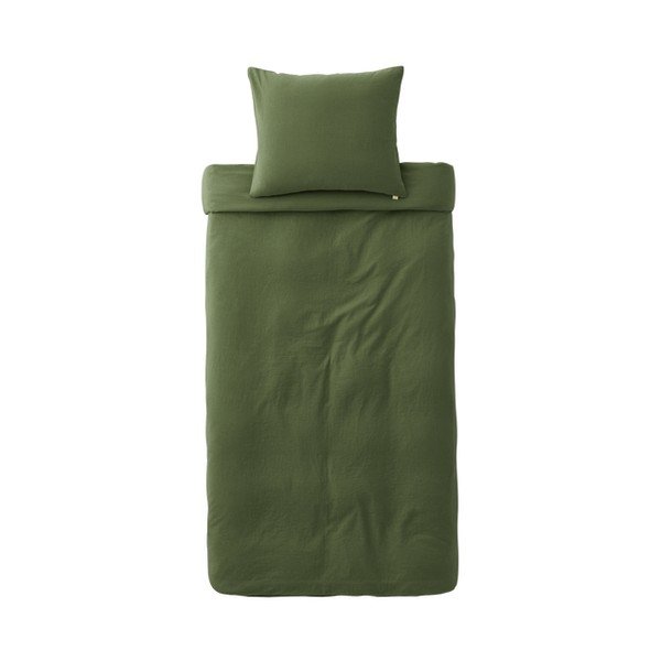 Zelené povlečení na jednolůžko s příměsí lnu 150x200 cm Elly – Ellos Home