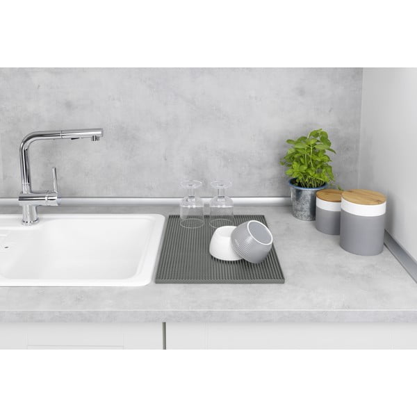 Šedá gumová odkapávací podložka na nádobí 40x30 cm Maxi – Wenko-image-2