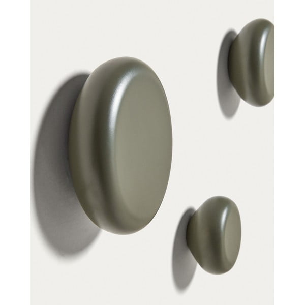 Šedozelené nástěnné dřevěné háčky v sadě 3 ks Nadue – Kave Home-image-1