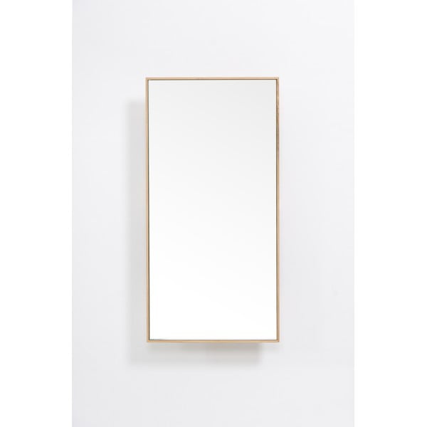 Police se zrcadlem z dubového dřeva v přírodní barvě 31x61,5 cm Slimline – Wireworks-image-1