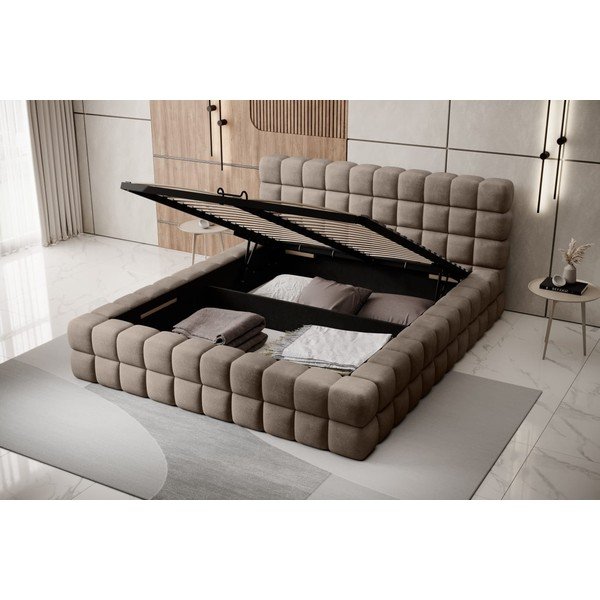 Šedá čalouněná dvoulůžková postel s úložným prostorem s roštem 180x200 cm Dizzle – ELTAP-image-2