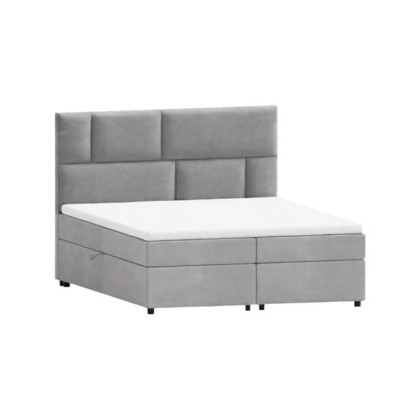 Světle šedá boxspring postel s úložným prostorem 200x200 cm Lola – Ropez