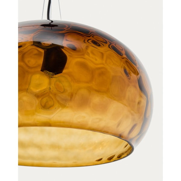 Jantarové skleněné závěsné svítidlo se skleněným stínidlem ø 40 cm Balma – Kave Home-image-3