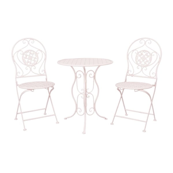 Sada kovového stolku a 2 židlí Provence, světle růžová