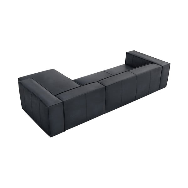 Tmavě modrá kožená rohová pohovka (pravý roh) Madame – Windsor & Co Sofas-image-3