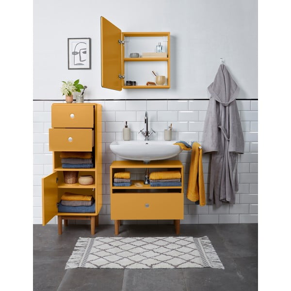 Vysoká závěsná koupelnová skříňka v hořčicové barvě 40x100 cm Color Bath – Tom Tailor-image-1