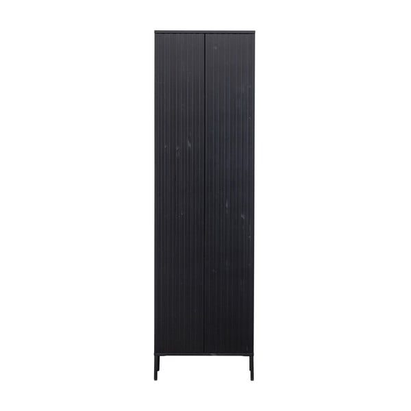 Černá skříňka z borovicového dřeva 60x210 cm Gravure – WOOOD