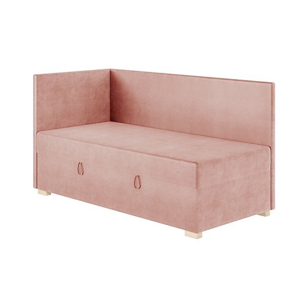 Růžová rohová dětská postel s úložným prostorem s matrací 90x200 cm Flexi – Ghado-image-4
