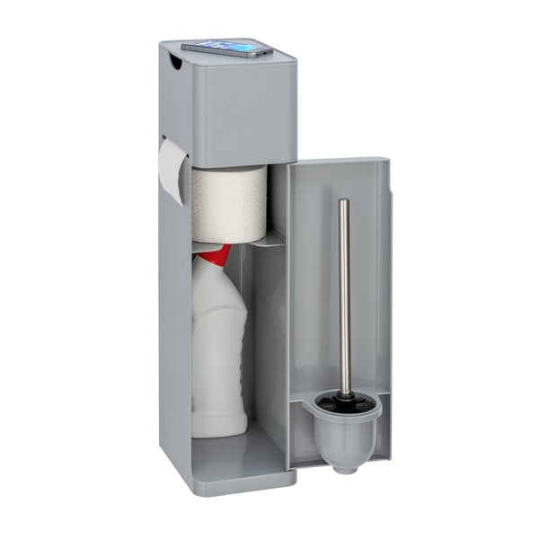 Šedý plastový stojan na toaletní papír se štětkou Imon – Wenko-image-3