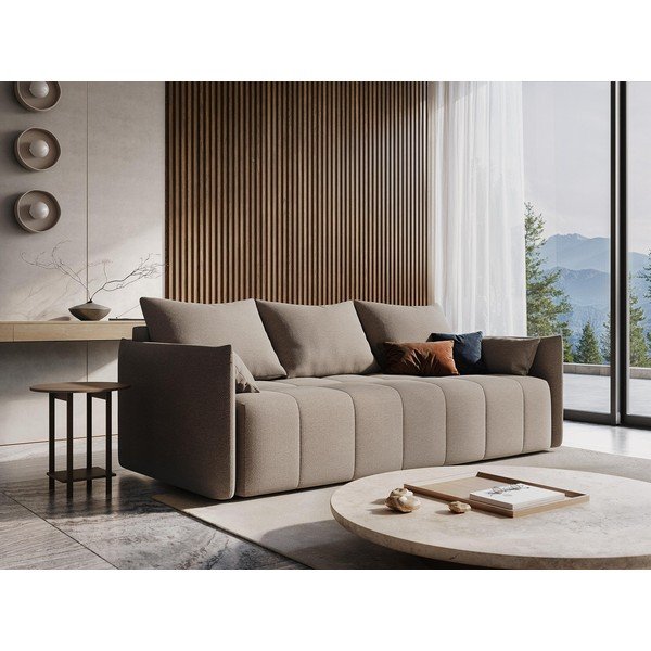 Béžová rozkládací/s úložným prostorem rohová pohovka (levý roh/s lenoškou) Moku – Makamii-image-1