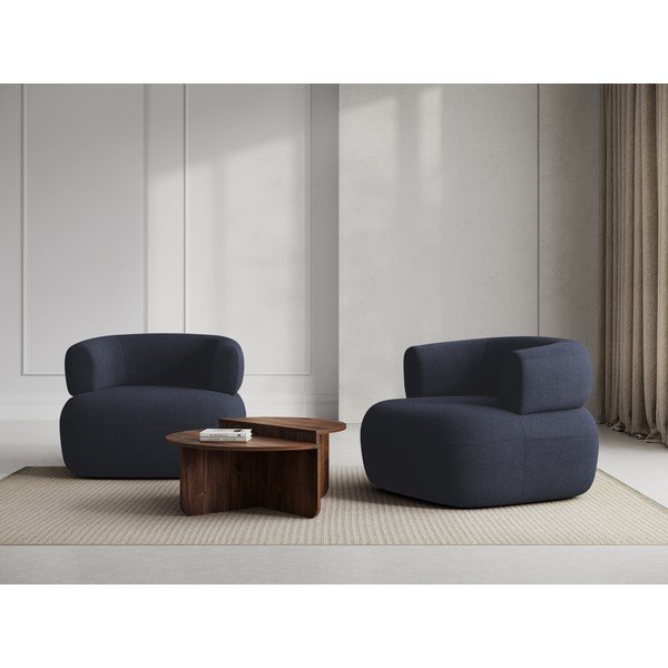 Tmavě modré křeslo z textilie bouclé Jenny – Micadoni Home-image-1